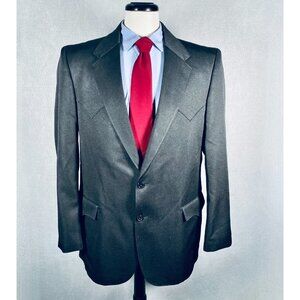 Circle S Western Blazer Mens 46L Black Stretch Sport Coat Cowboy Jacket Rodeo